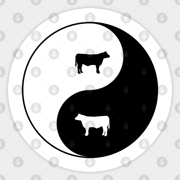 BBQ - Yin Yang Cow Sticker by Mackabee Designs